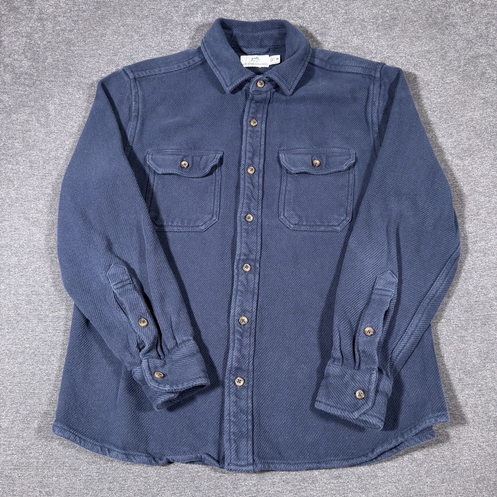 Southern Tide Benjies Shirt Jacket Shacket Mens Medium Blue Heavyweight Preppy
